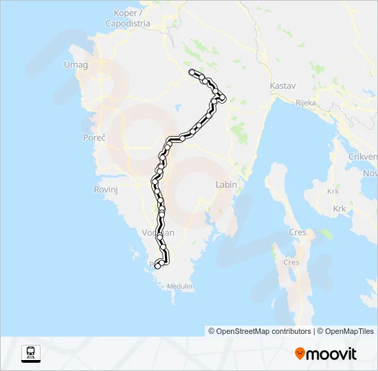 BUZET - PULA Train Line Map