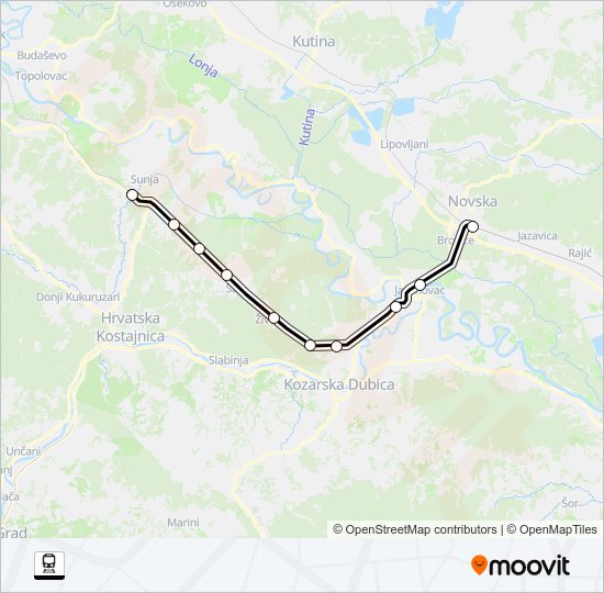 NOVSKA - SUNJA vlak karta linije