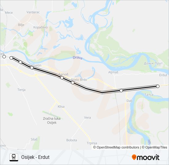 OSIJEK - ERDUT train Line Map