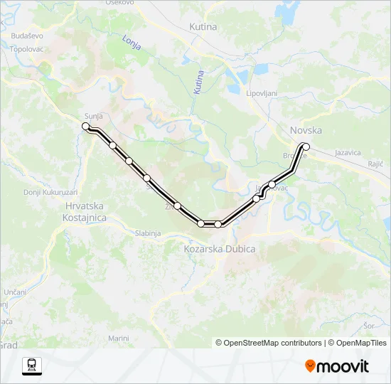 SUNJA - NOVSKA Train Line Map
