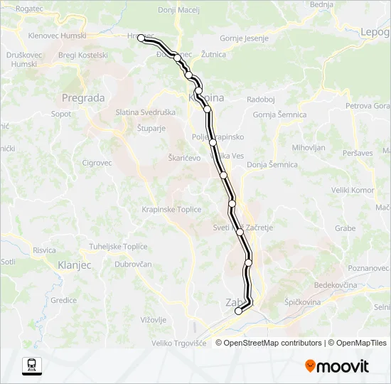 ZABOK - HROMEC Train Line Map