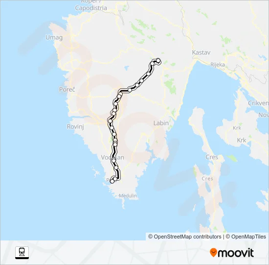 PULA - LUPOGLAV Train Line Map