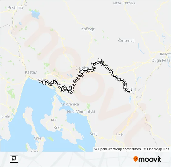 RIJEKA - OGULIN Train Line Map