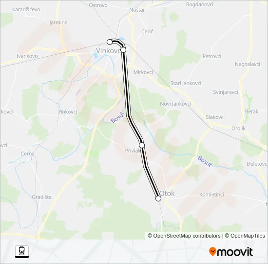 VINKOVCI - OTOK Train Line Map