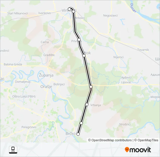 GUNJA - VINKOVCI Train Line Map