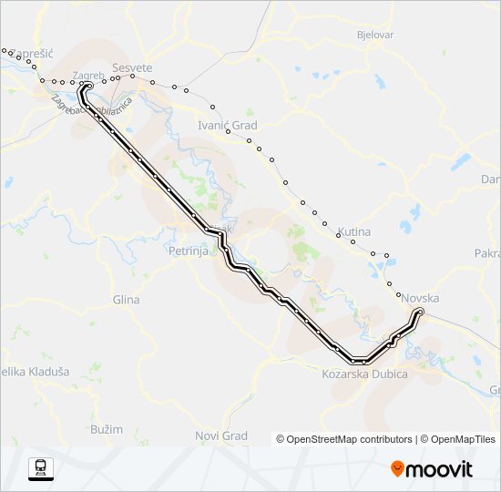 HARMICA - NOVSKA vlak karta linije