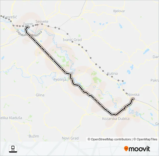 HARMICA - NOVSKA Train Line Map