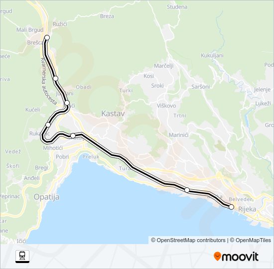 RIJEKA - PERMANI train Line Map