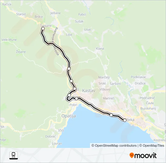 ŠAPJANE - RIJEKA Train Line Map