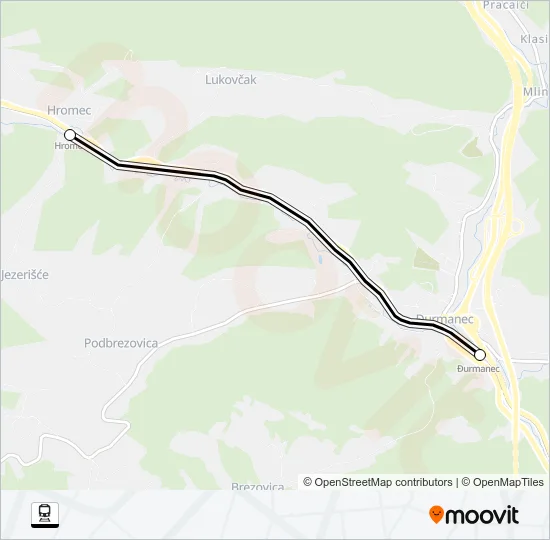 HROMEC - ĐURMANEC Train Line Map