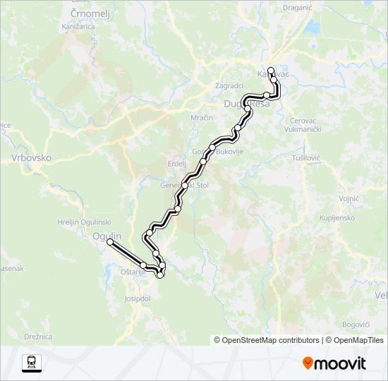 OGULIN - KARLOVAC vlak karta linije