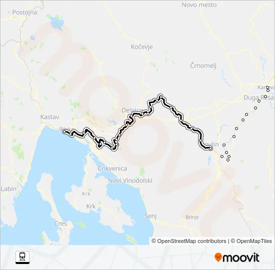 VINKOVCI - RIJEKA Train Line Map