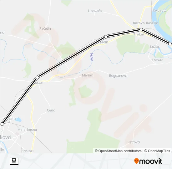 VINKOVCI - VUKOVAR Train Line Map