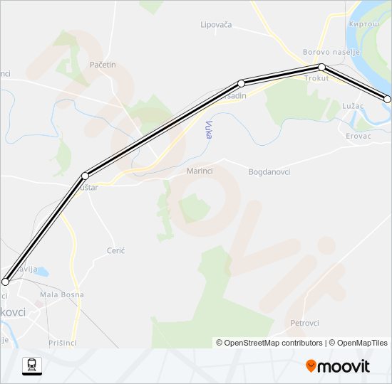 VUKOVAR - VINKOVCI vlak karta linije