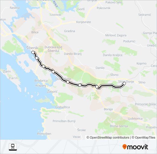 ŠIBENIK - PERKOVIĆ vlak karta linije