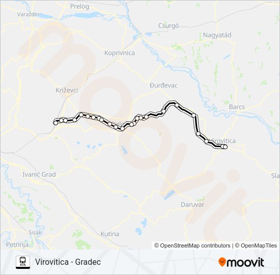 VIROVITICA - GRADEC vlak karta linije