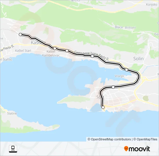SPLIT - KAŠTEL STARI Train Line Map