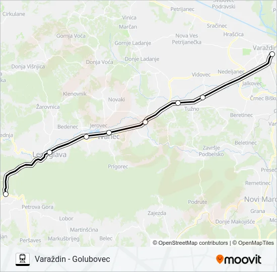 VARAŽDIN - GOLUBOVEC vlak karta linije