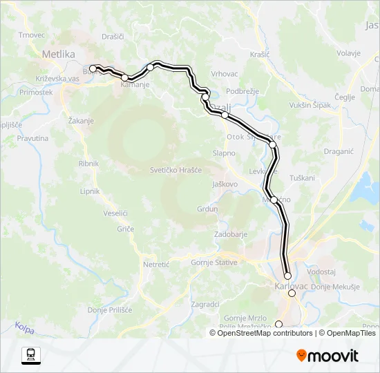 DUGA RESA - BUBNJARCI Train Line Map