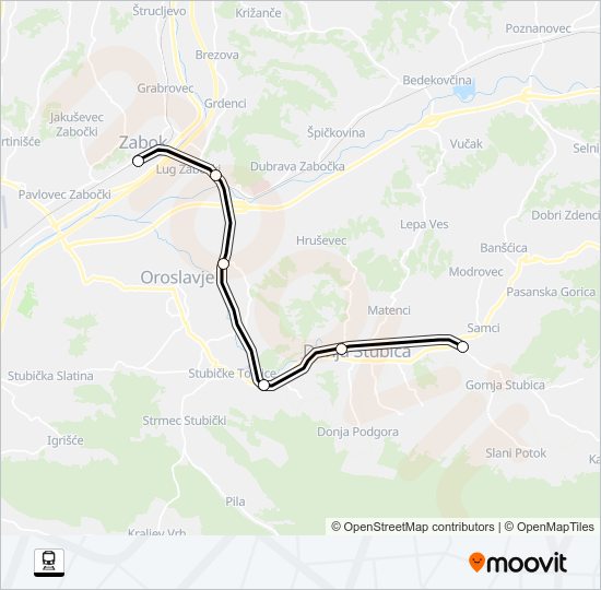GORNJA STUBICA - ZABOK vlak karta linije