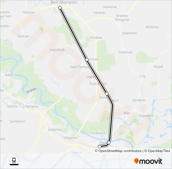 OSIJEK - BELI MANASTIR Train Line Map
