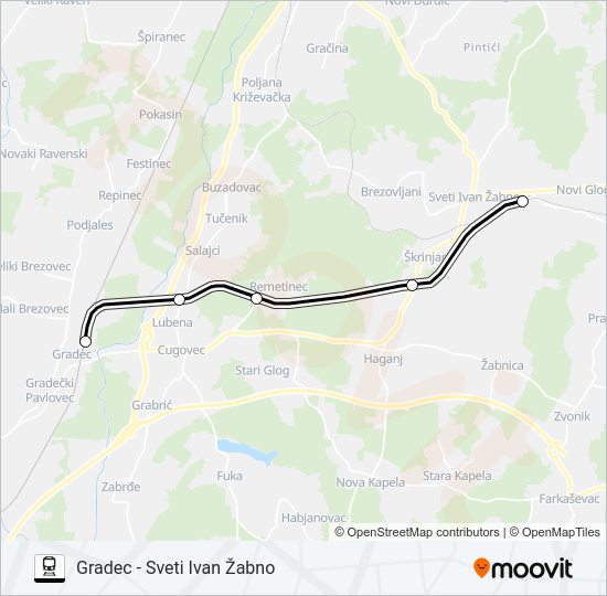 GRADEC - SVETI IVAN ŽABNO vlak karta linije