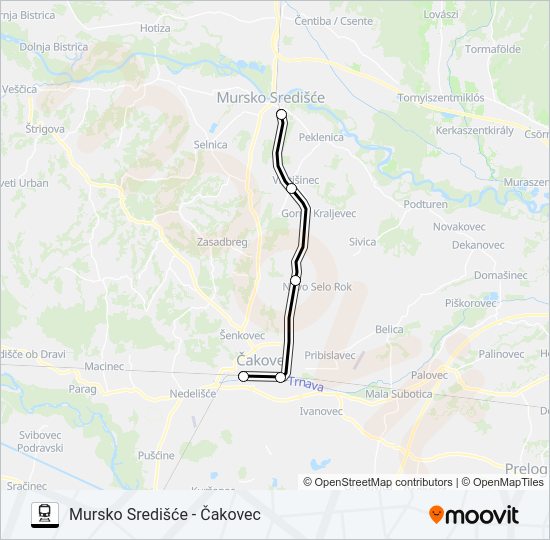 MURSKO SREDIŠĆE - ČAKOVEC vlak karta linije