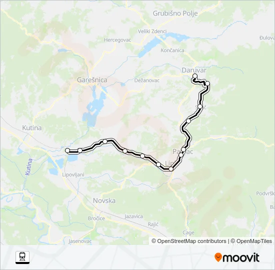 VIROVITICA - BANOVA JARUGA Train Line Map