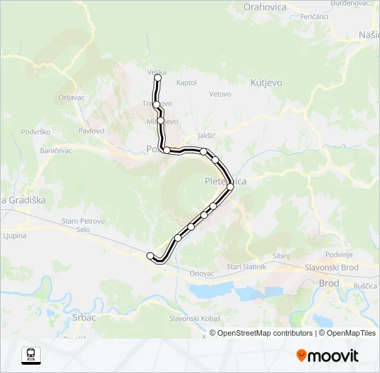 NOVA KAPELA-BATRINA - VELIKA Train Line Map