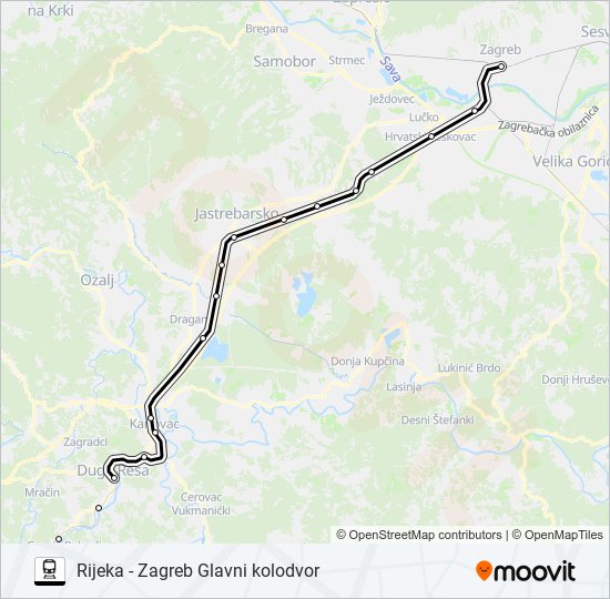 RIJEKA - ZAGREB GLAVNI KOLODVOR Train karta linije