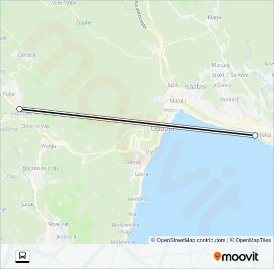 LUPOGLAV - RIJEKA Bus Line Map