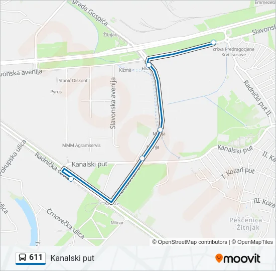 611 Bus Line Map