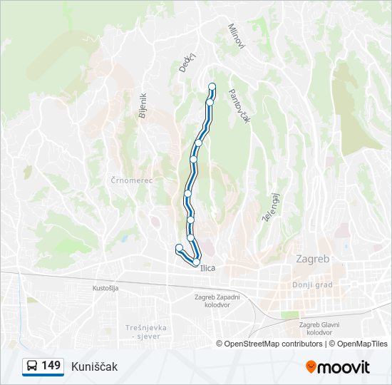 149 bus Line Map