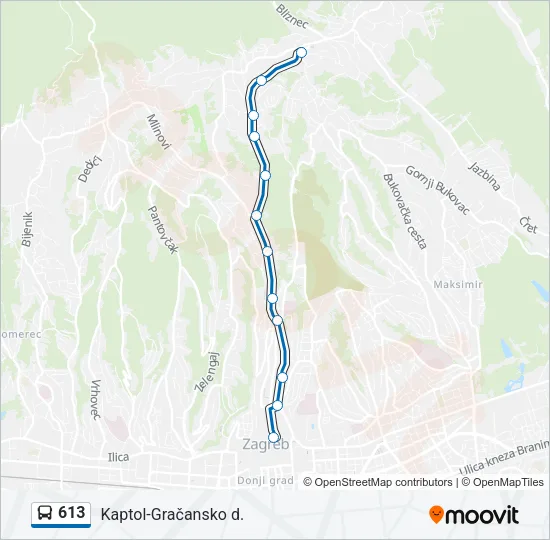 613 Bus Line Map