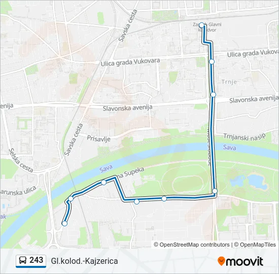 243 Bus Line Map