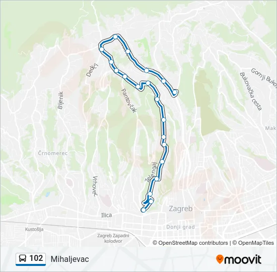 102 Bus Line Map
