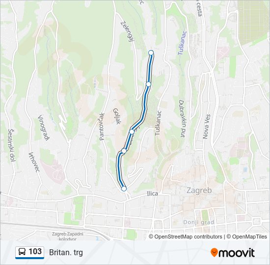 103 bus Line Map