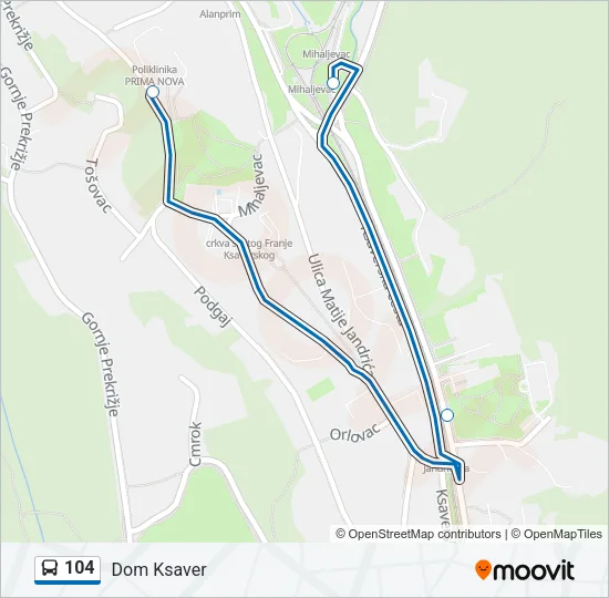 104 Bus Line Map