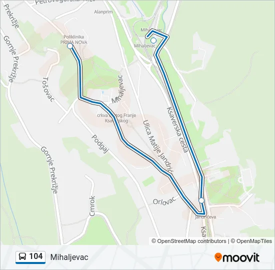 104 Bus Line Map