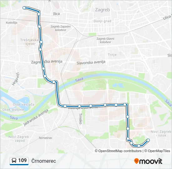 109 Bus Line Map