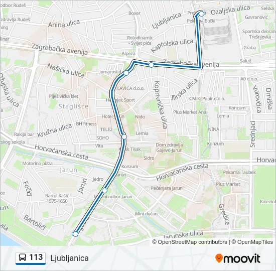 113 Bus Line Map