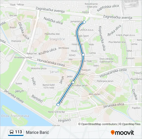 113 Bus Line Map