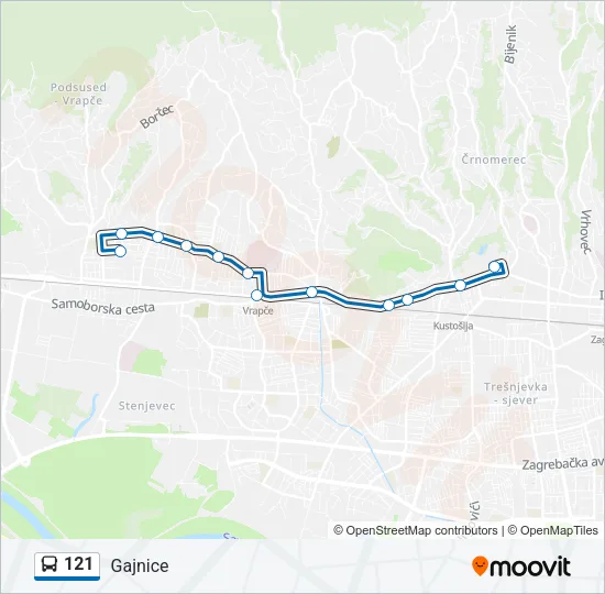 121 Bus Line Map