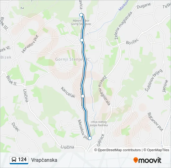 124 Bus Line Map