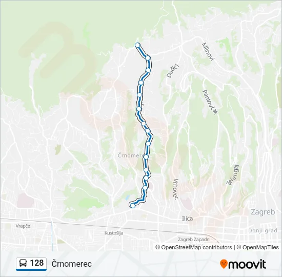 128 Bus Line Map