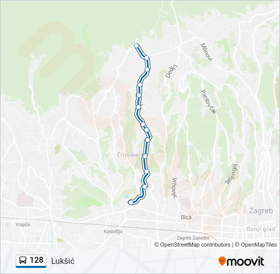 128 Bus Line Map