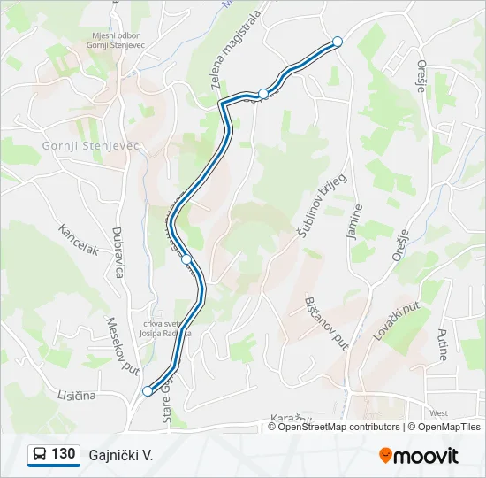 130 Bus Line Map