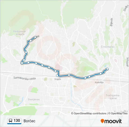 130 Bus Line Map