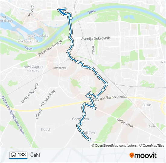133 Bus Line Map