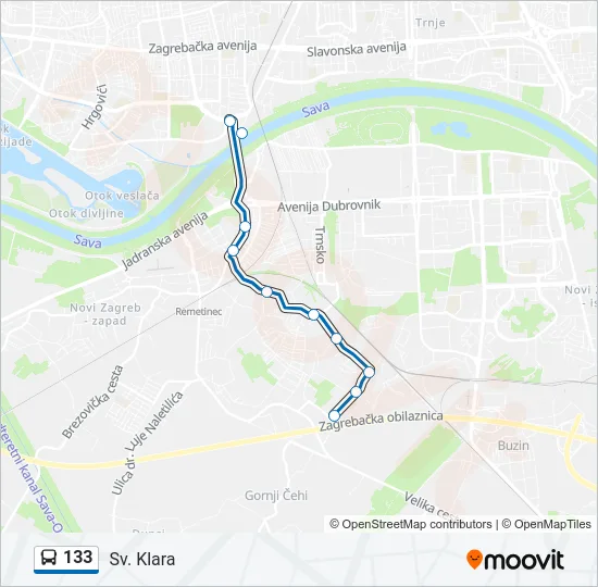 133 Bus Line Map